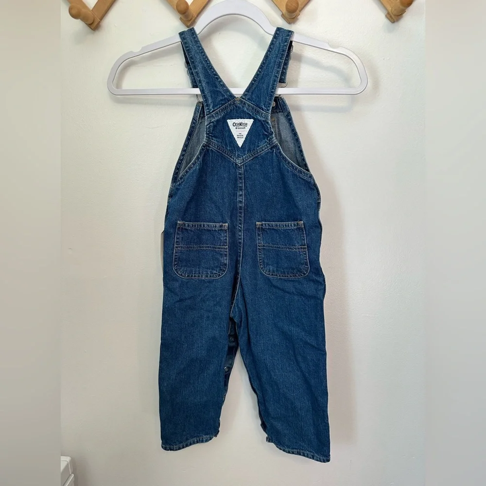 Oshkosh B’gosh‎ Vintage Bubble Denim Overalls 3T Vestback Pre-2003 Pink Logo